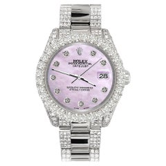 Rolex Datejust Pave 7.2 Carat Iced Diamond Pink Pearl Watch 178240
