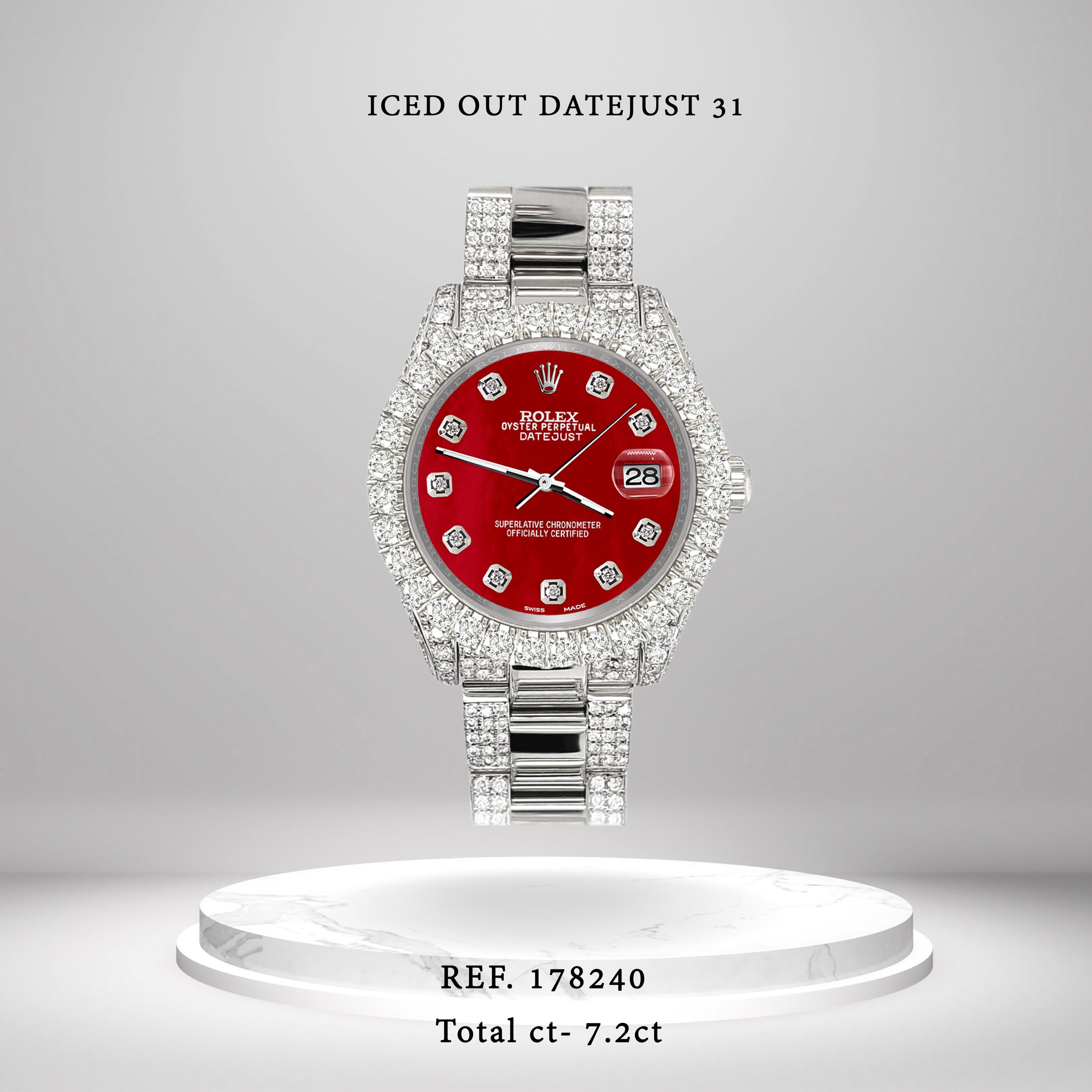 Iced out deals rolex red face