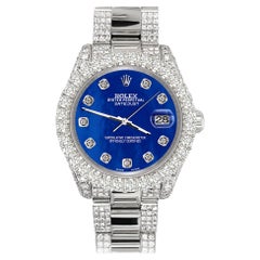 Rolex Datejust Pave 7.2ct Iced Diamond Royal Blue MOP Watch 178240