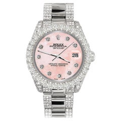 Rolex Datejust Pave 7.2 Carat Iced Diamond Royal Pink MOP Watch 178240