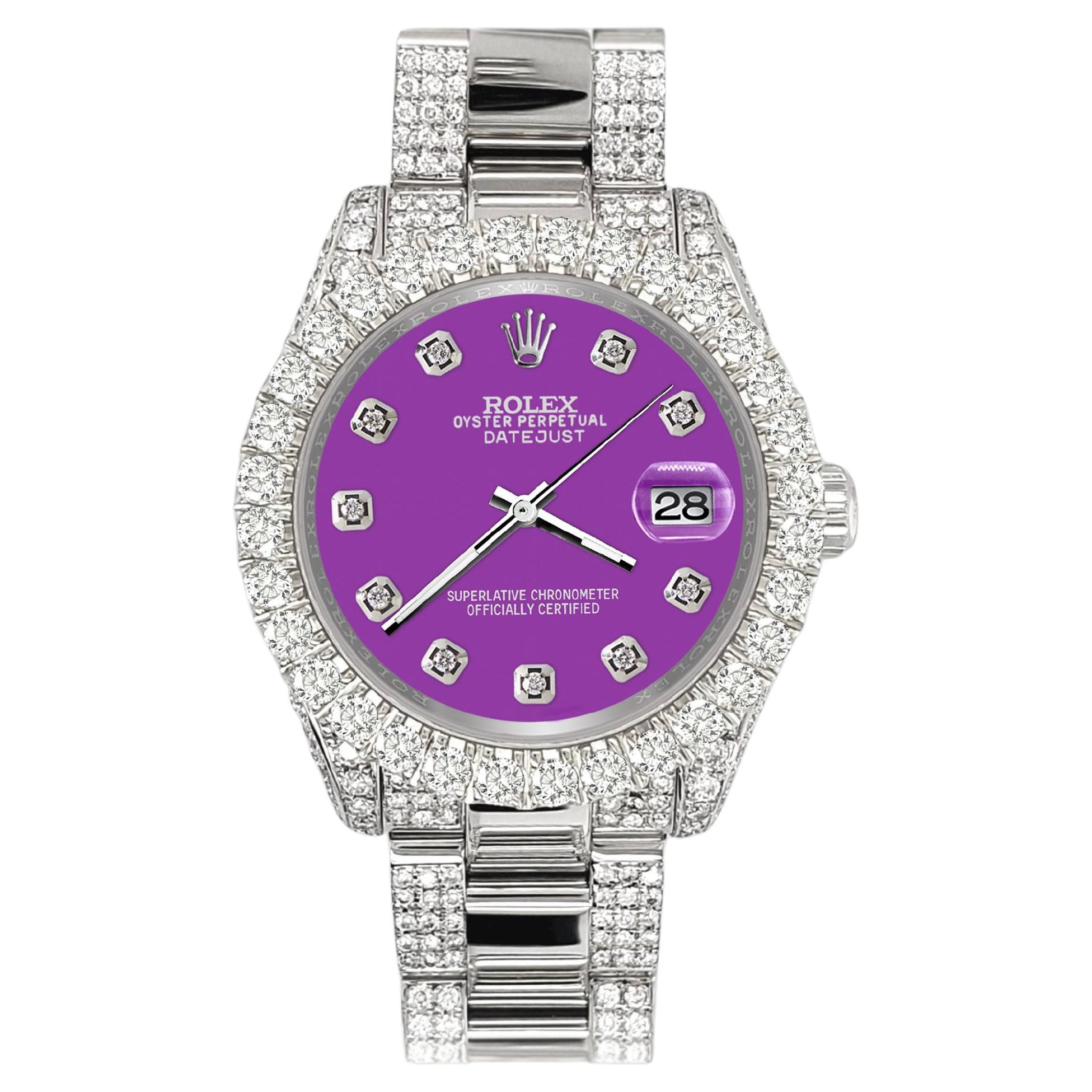 Rolex Datejust Pave 7.2ct Iced Diamond Sangria Purple Watch 178240 For Sale  at 1stDibs | women's purple rolex, purple diamond watch