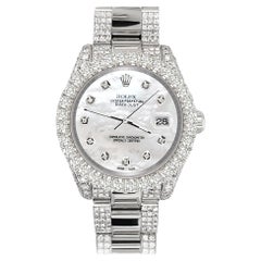 Rolex Datejust Pave 7.2ct Iced Diamond White MOP Dial Oyster Watch 178240