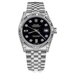 Rolex Datejust SS Black Color Dial Classic + Lugs with 8 + 2 Wrist Watch 68274
