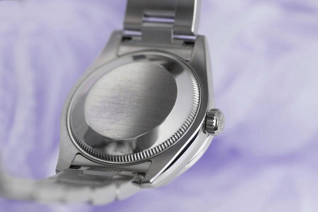 Rolex Montre Datejust en acier inoxydable pour femmes avec montre romaine noire Excellent état - En vente à New York, NY