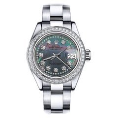 Rolex Datejust Edelstahl-Uhr mit schwarzem Perlmutt-Reißverschluss Zifferblatt 68274