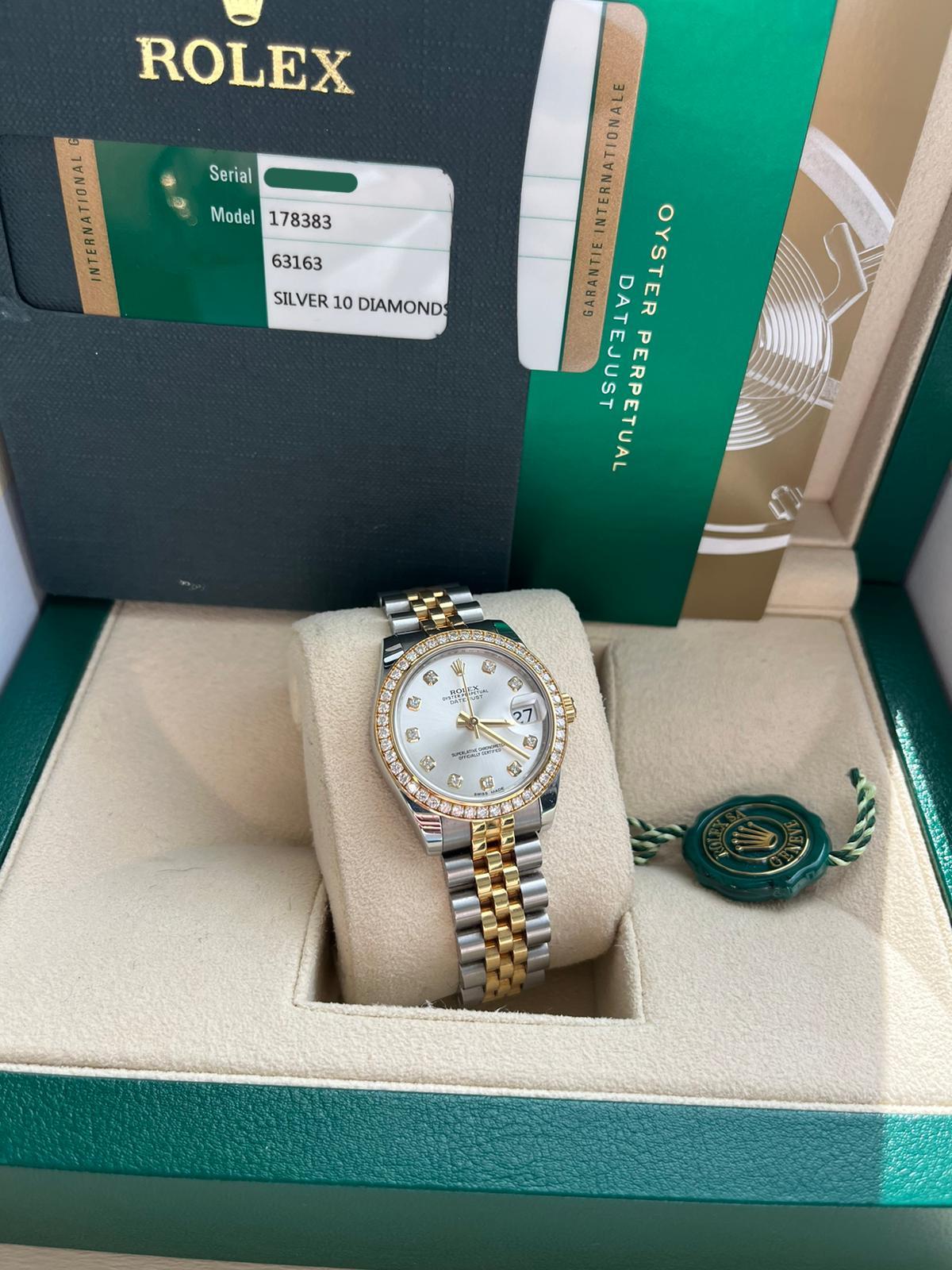 Rolex Datejust 31mm Steel 18K Gold Diamond Dial Diamond Bezel Woman ...