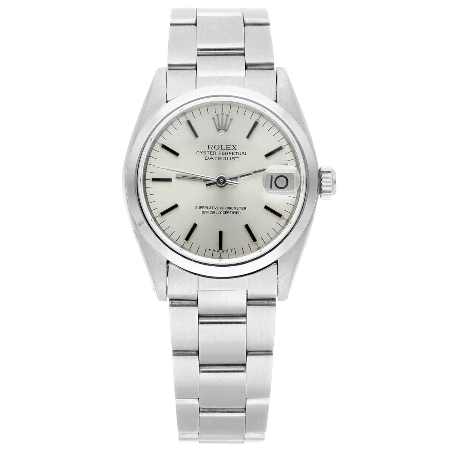 Rolex Datejust Midsize 31mm Silver Dial Steel Ladies Watch 6824, Circa 1979.
This watch has been professionally polished, serviced and is in excellent overall condition. There are absolutely no visible scratches or blemishes. Authenticity of the