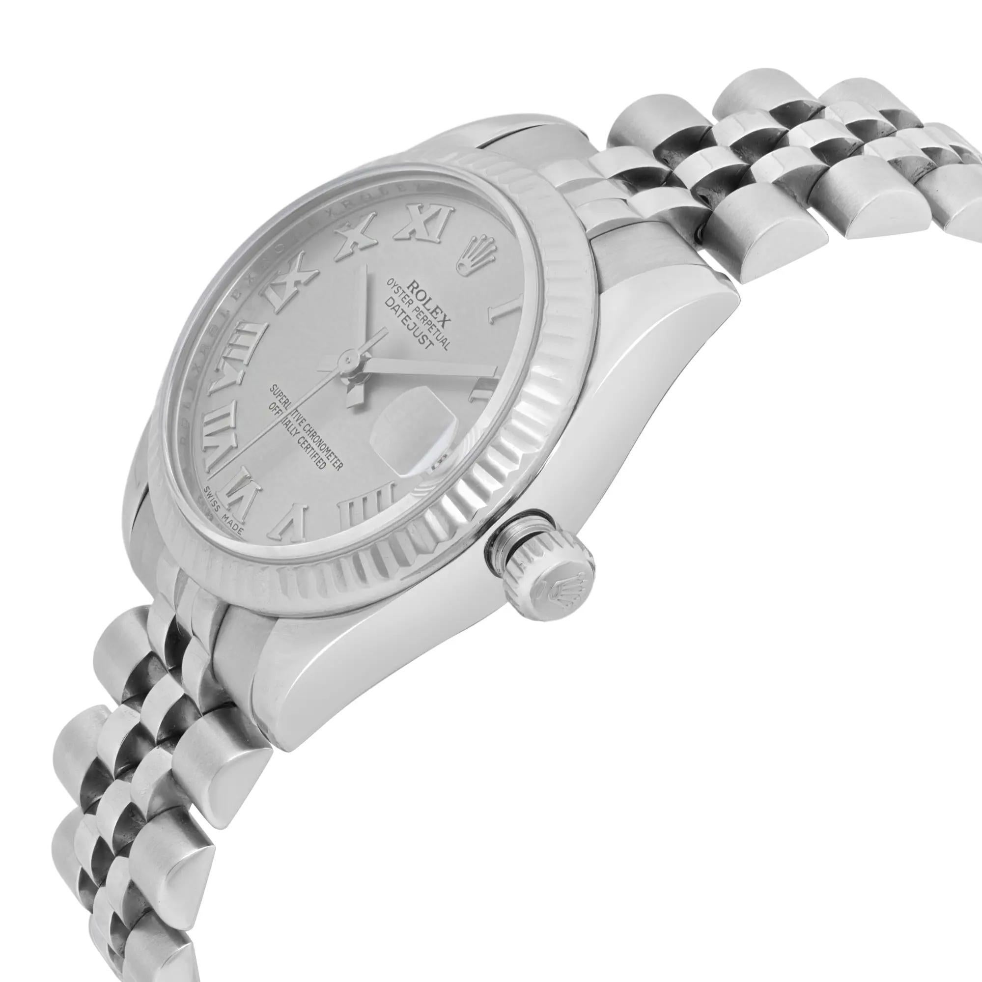 Rolex Datejust 31mm Steel Silver Roman Dial Ladies Watch 178240 Bon état - En vente à New York, NY