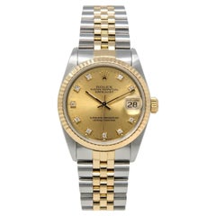 Rolex Datejust 31mm Steel Yellow Gold Champagne Diamond Dial Watch 68273G