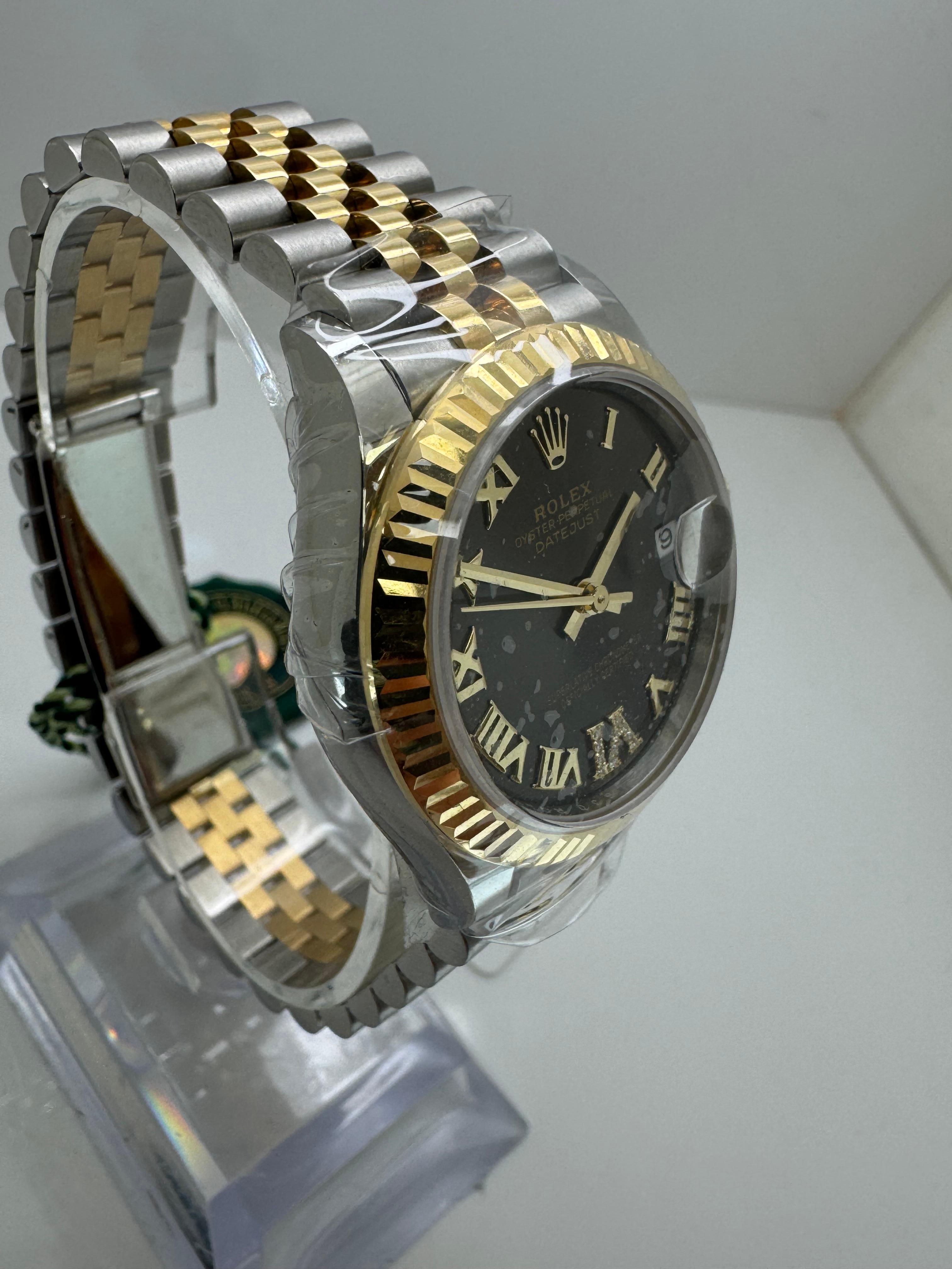 Round Cut Rolex Datejust 31mm Steel & Yellow Gold – Dark Grey VI Diamond Dial – 2024 – Ref For Sale
