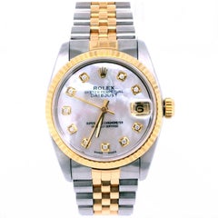Rolex Datejust Steel Yellow Gold MOP Diamond Dial Jubilee Watch 68273