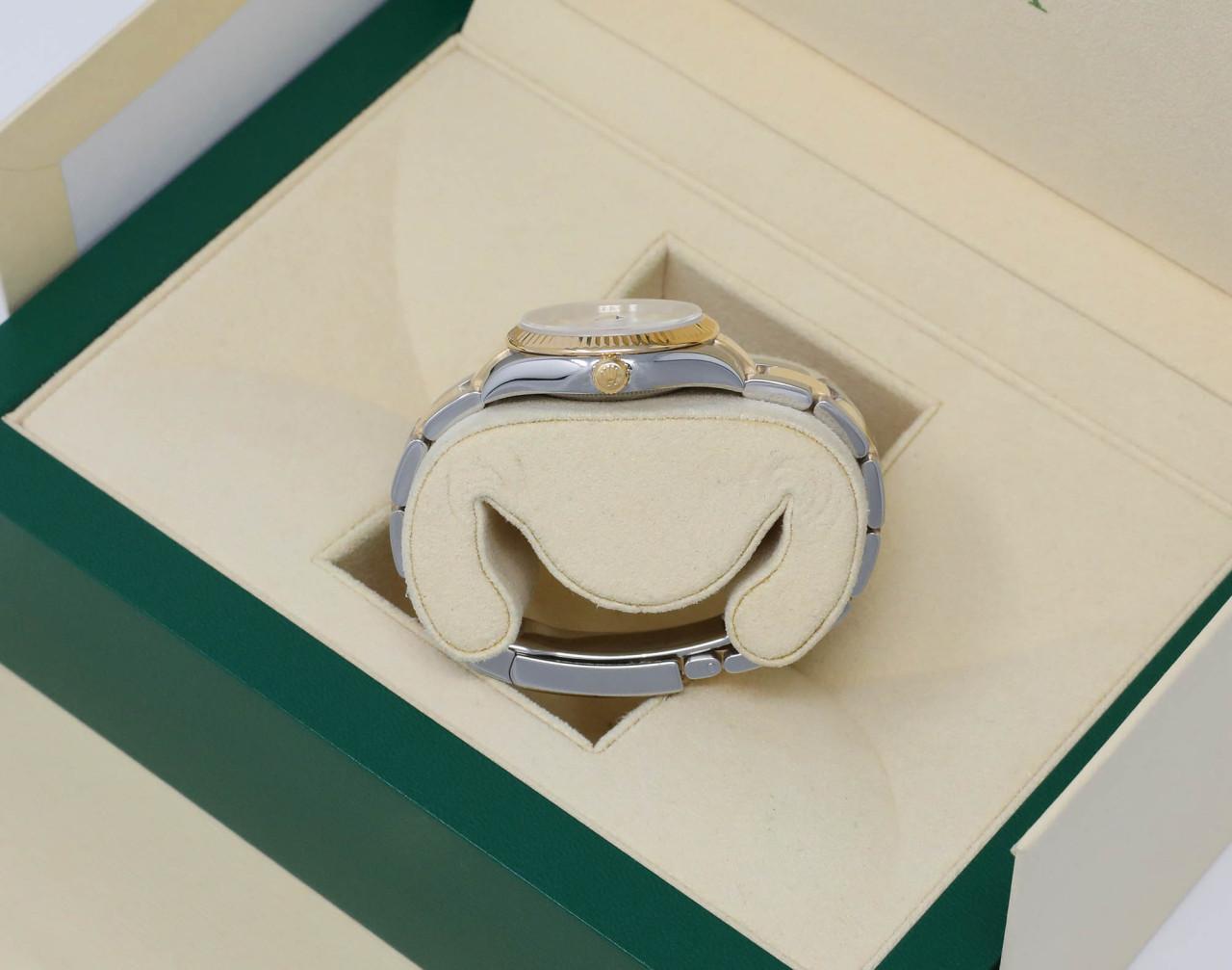 Taille ronde Rolex Montre Datejust en acier et or jaune avec cadran en diamants noirs 178243 en vente