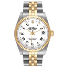 Rolex Datejust Steel Yellow Gold White Dial Ladies Watch 68273 Box Papers