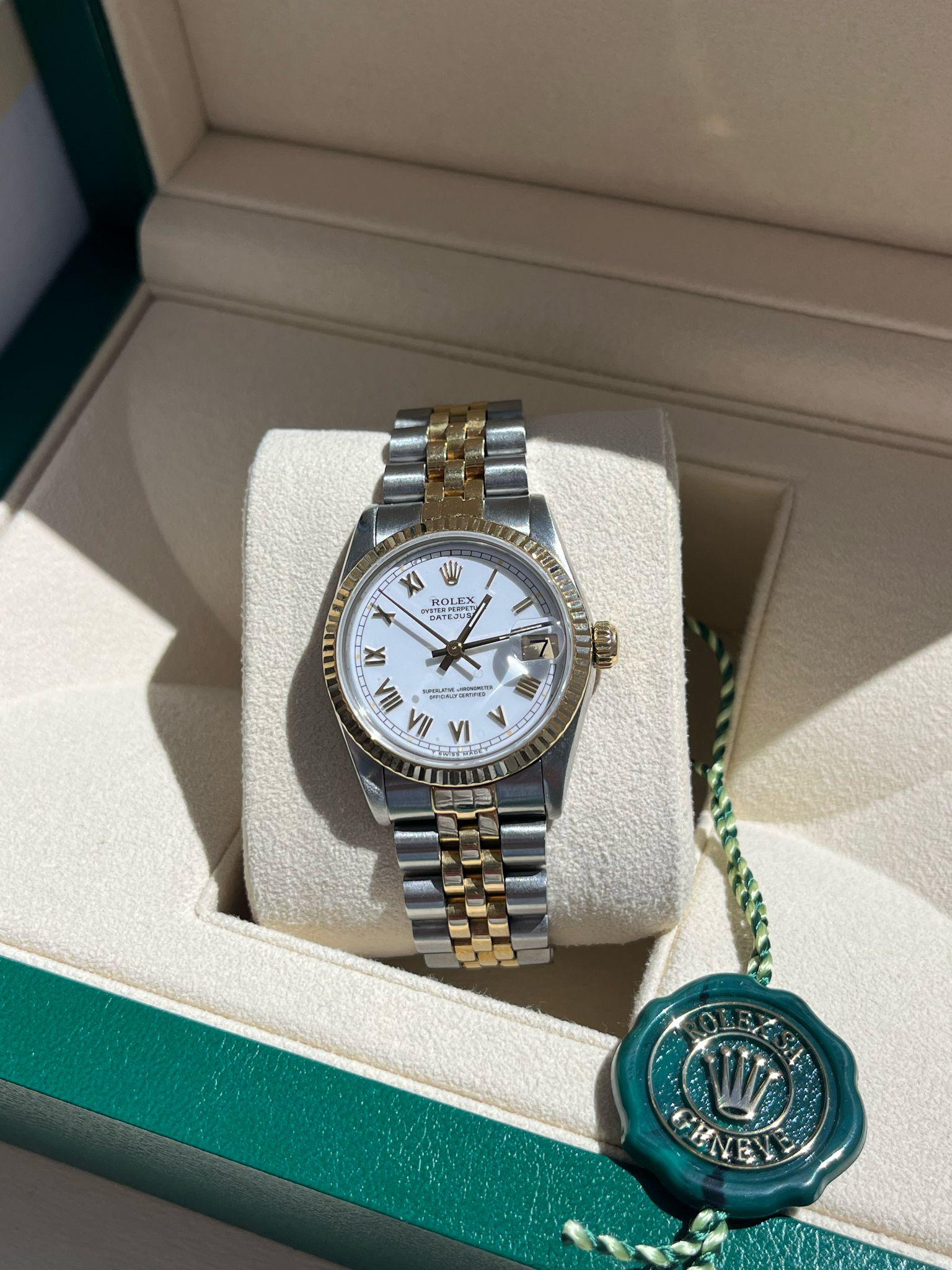 Rolex Datejust 31mm Esfera Blanca Acero Oro Amarillo 18K Reloj Jubileo Señoras 68273 en venta 5