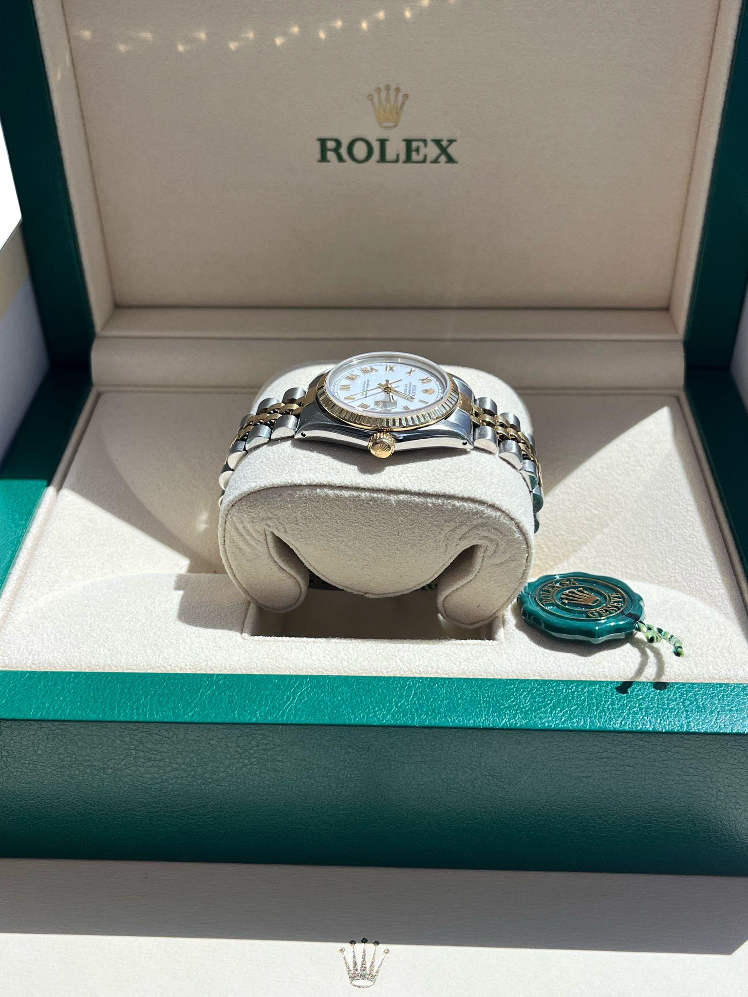 Rolex Datejust 31mm Esfera Blanca Acero Oro Amarillo 18K Reloj Jubileo Señoras 68273 en venta 9
