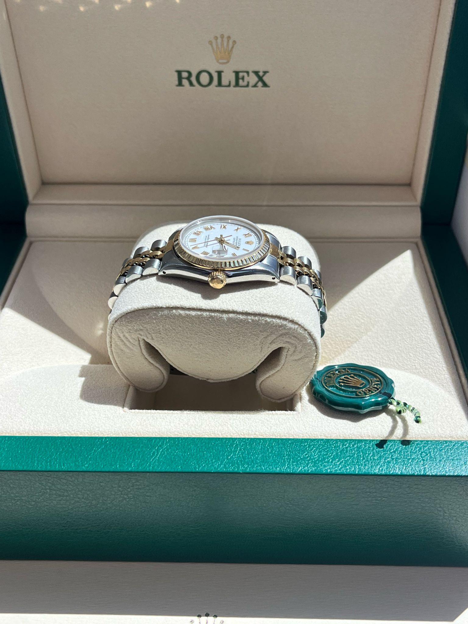 Rolex Datejust 31mm Esfera Blanca Acero Oro Amarillo 18K Reloj Jubileo Señoras 68273 en venta 10