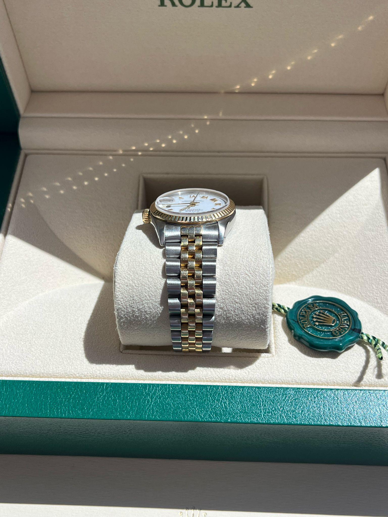 Rolex Datejust 31mm Esfera Blanca Acero Oro Amarillo 18K Reloj Jubileo Señoras 68273 en venta 11