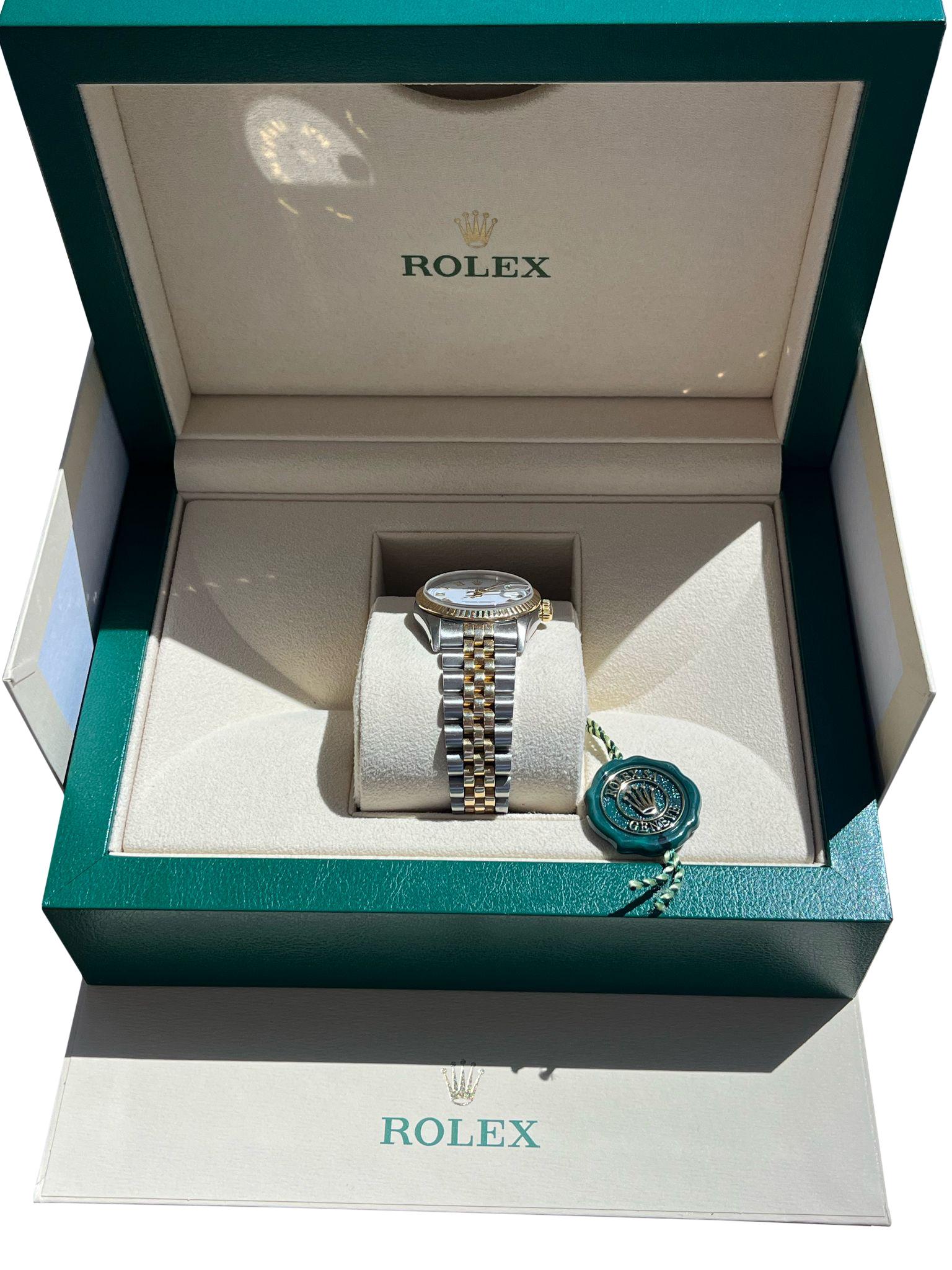 Rolex Datejust 31mm Esfera Blanca Acero Oro Amarillo 18K Reloj Jubileo Señoras 68273 en venta 12