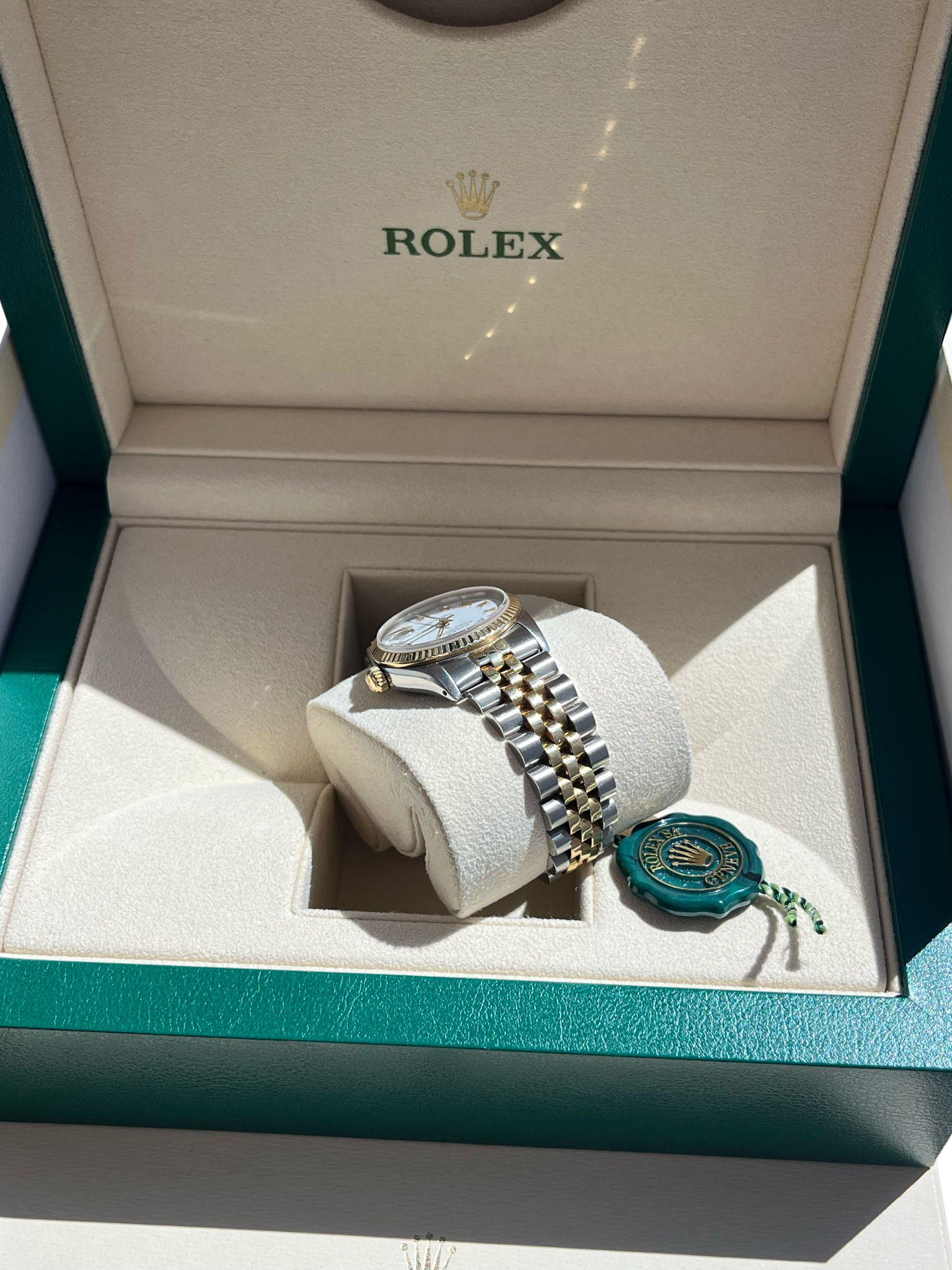 Rolex Datejust 31mm Esfera Blanca Acero Oro Amarillo 18K Reloj Jubileo Señoras 68273 en venta 13