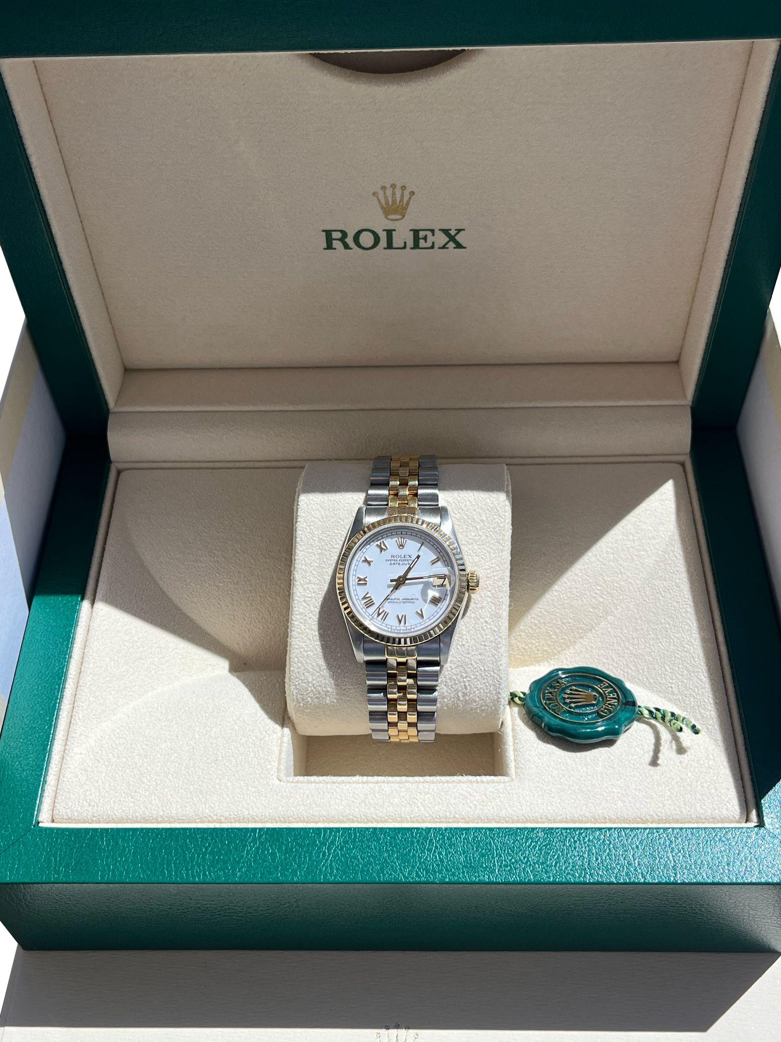 Rolex Datejust 31mm Esfera Blanca Acero Oro Amarillo 18K Reloj Jubileo Señoras 68273 Modernista en venta
