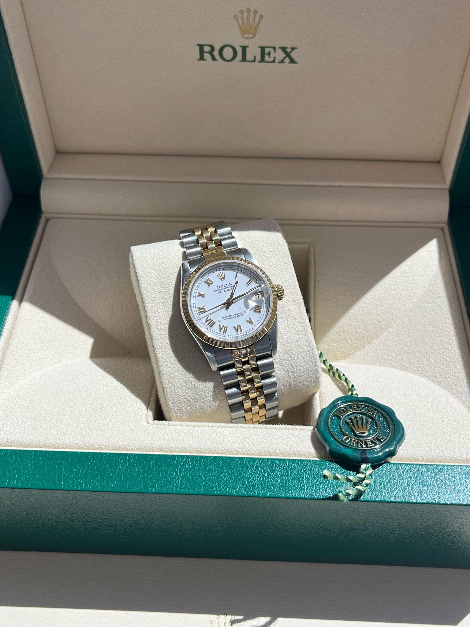 De las mujeres Rolex Datejust 31mm Esfera Blanca Acero Oro Amarillo 18K Reloj Jubileo Señoras 68273 en venta