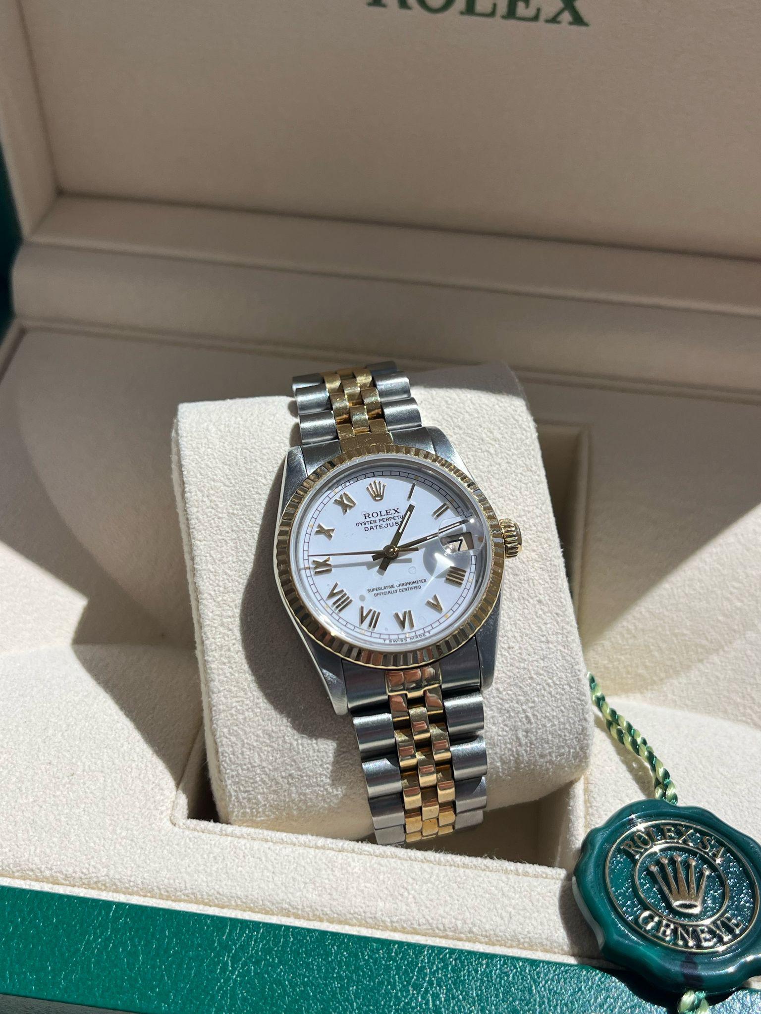 Rolex Datejust 31mm Esfera Blanca Acero Oro Amarillo 18K Reloj Jubileo Señoras 68273 en venta 1