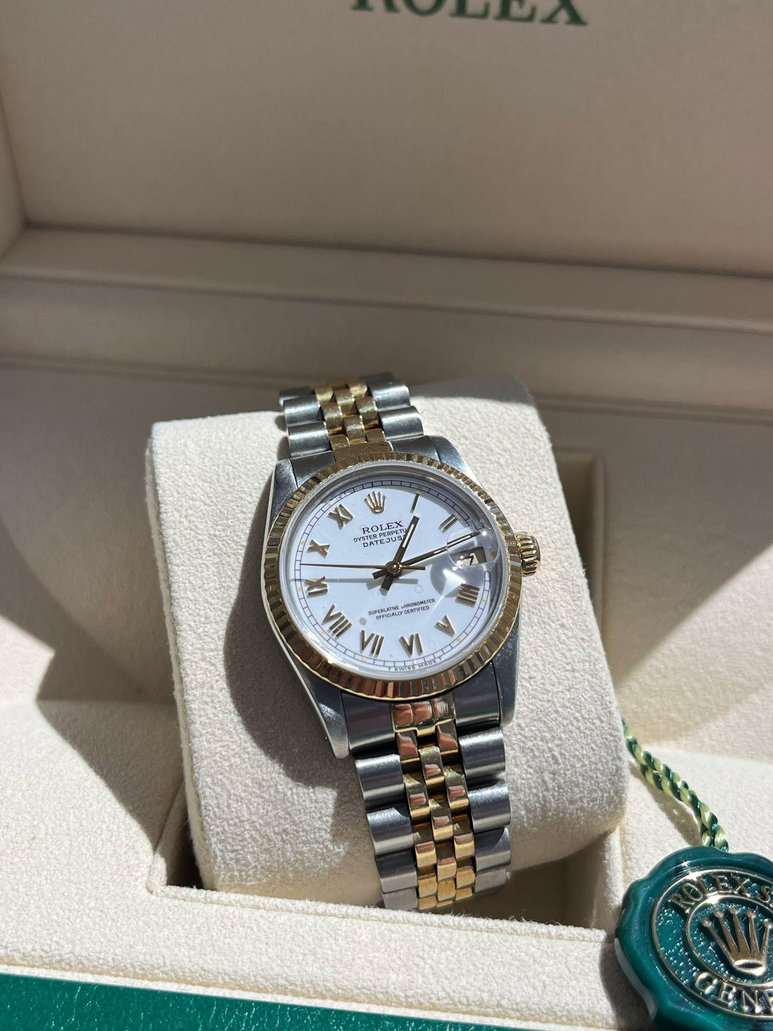 Rolex Datejust 31mm Esfera Blanca Acero Oro Amarillo 18K Reloj Jubileo Señoras 68273 en venta 2