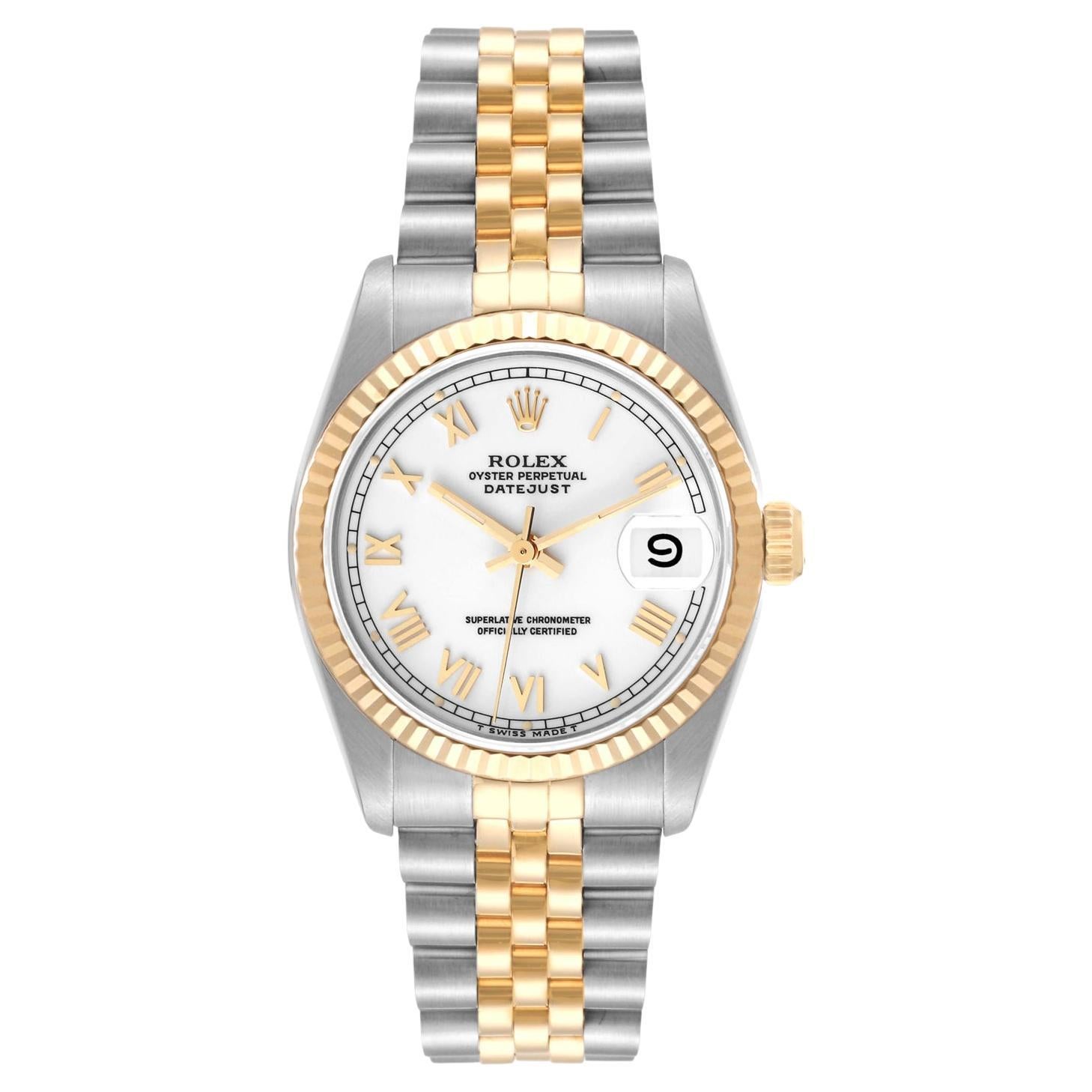 Rolex Datejust 31mm Weißes Zifferblatt Stahl 18K Gelbgold Damen Jubiläumsuhr 68273