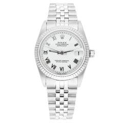 Rolex Datejust  31mm White Roman Dial Stainless Steel Watch White Gold Bezel