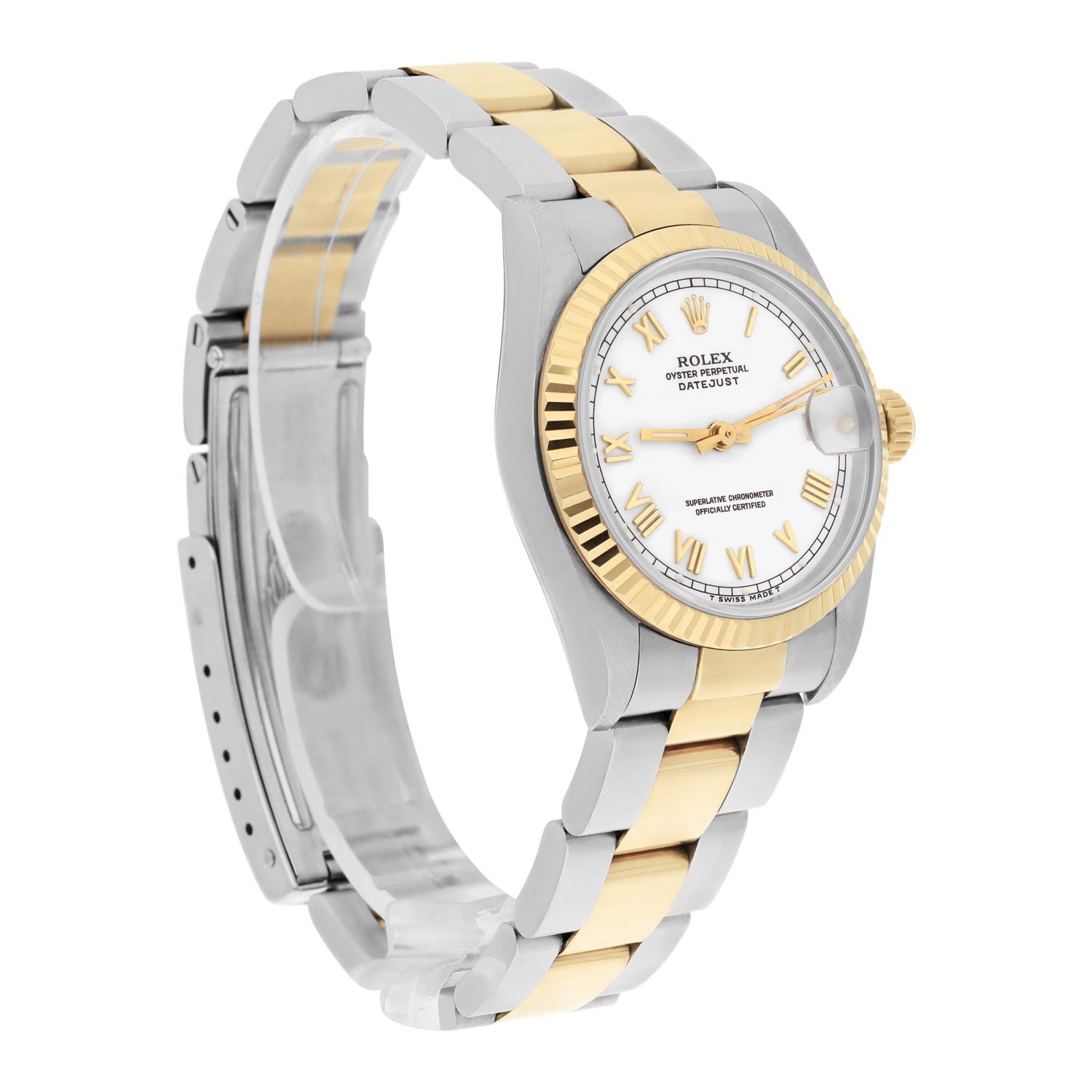 Rolex Datejust 31mm White Roman Two Tone Watch Circa 1997 Complete Oyster For Sale 1