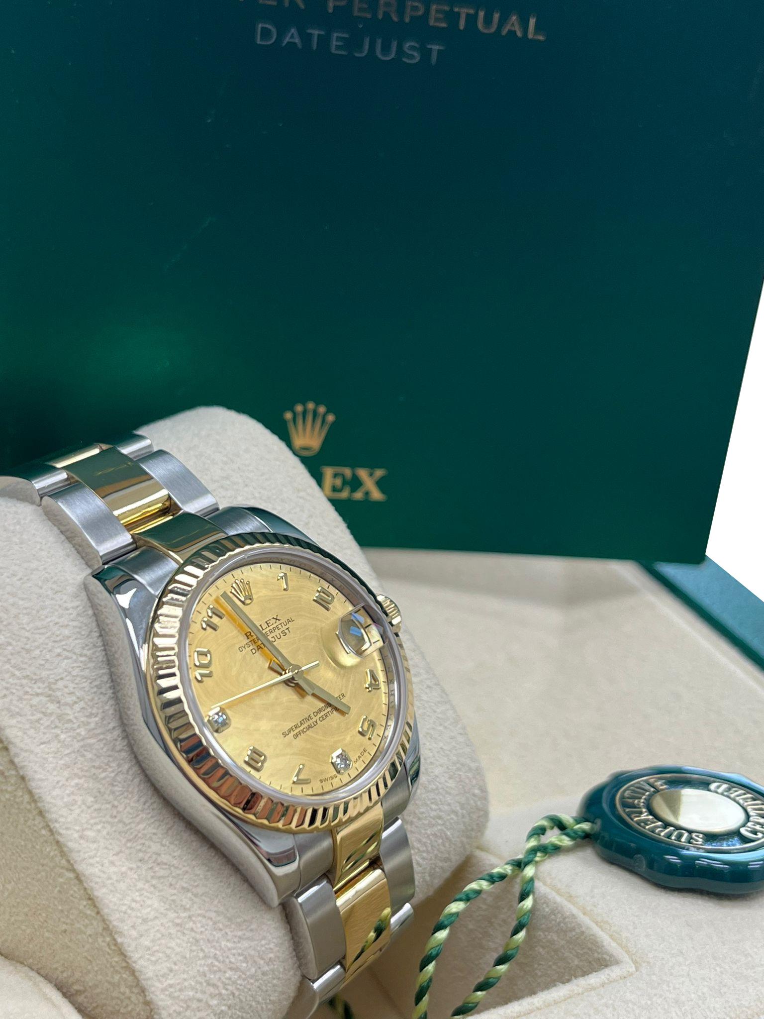 Rolex Lady-Datejust 31mm Gelbgold Stahl-Diamant-Zifferblatt Zweifarbige Uhr 178273 im Angebot 4