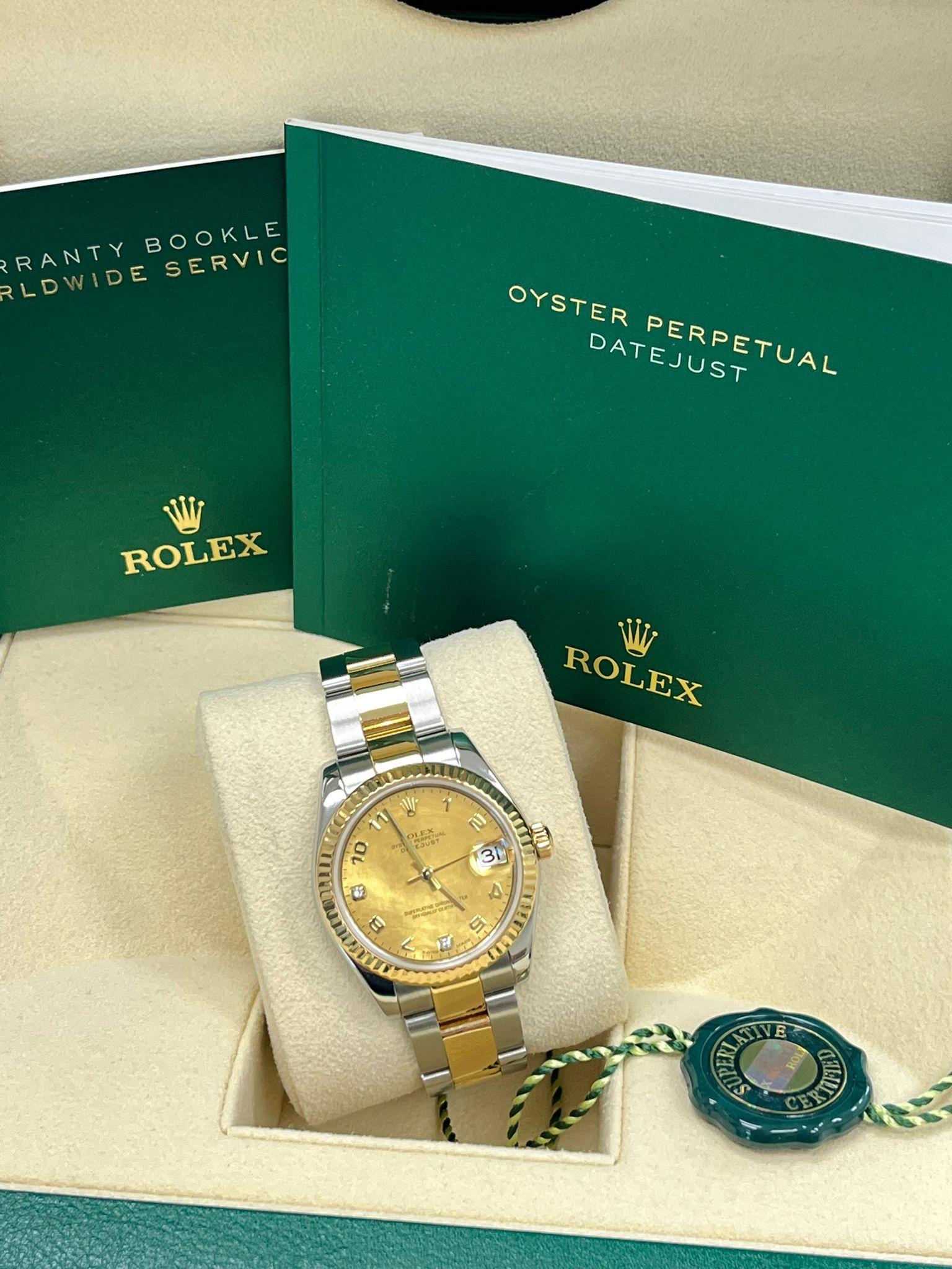 Rolex Lady-Datejust 31mm Gelbgold Stahl-Diamant-Zifferblatt Zweifarbige Uhr 178273 im Zustand „Gut“ im Angebot in Aventura, FL