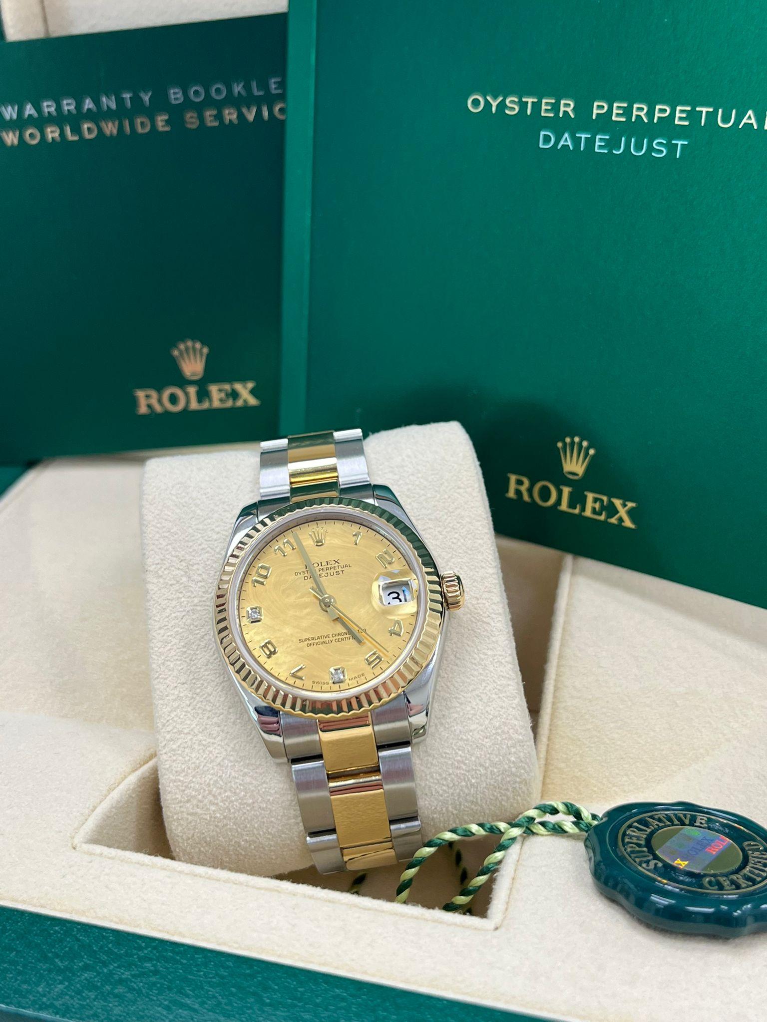 Rolex Lady-Datejust 31mm Gelbgold Stahl-Diamant-Zifferblatt Zweifarbige Uhr 178273 Damen im Angebot