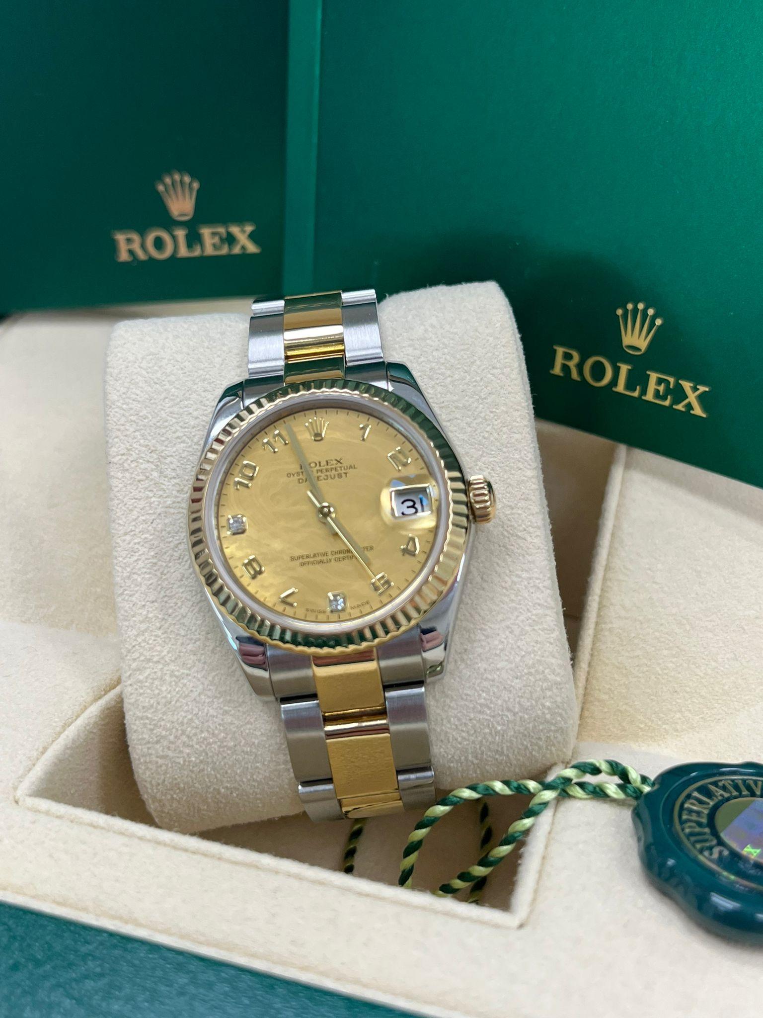 Rolex Lady-Datejust 31mm Gelbgold Stahl-Diamant-Zifferblatt Zweifarbige Uhr 178273 im Angebot 1