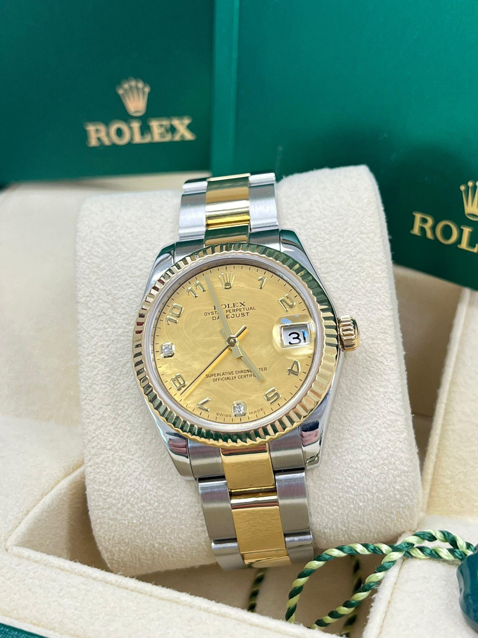 Rolex Lady-Datejust 31mm Gelbgold Stahl-Diamant-Zifferblatt Zweifarbige Uhr 178273 im Angebot 2