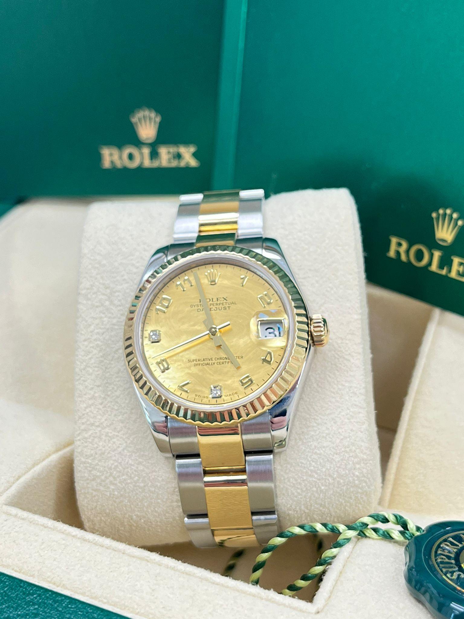 Rolex Lady-Datejust 31mm Gelbgold Stahl-Diamant-Zifferblatt Zweifarbige Uhr 178273 im Angebot 3
