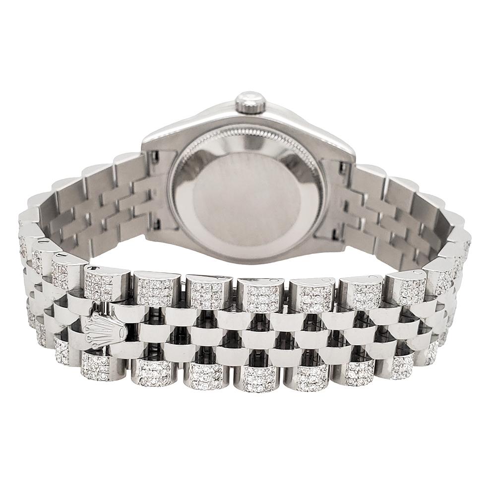 Modern Rolex Datejust 3.30 Carat Diamond Bezel/Bracelet/Baby Pink Dial Watch 178240 For Sale