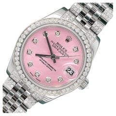 Rolex Datejust 3.30 Carat Diamond Bezel/Bracelet/Baby Pink Dial Watch 178240