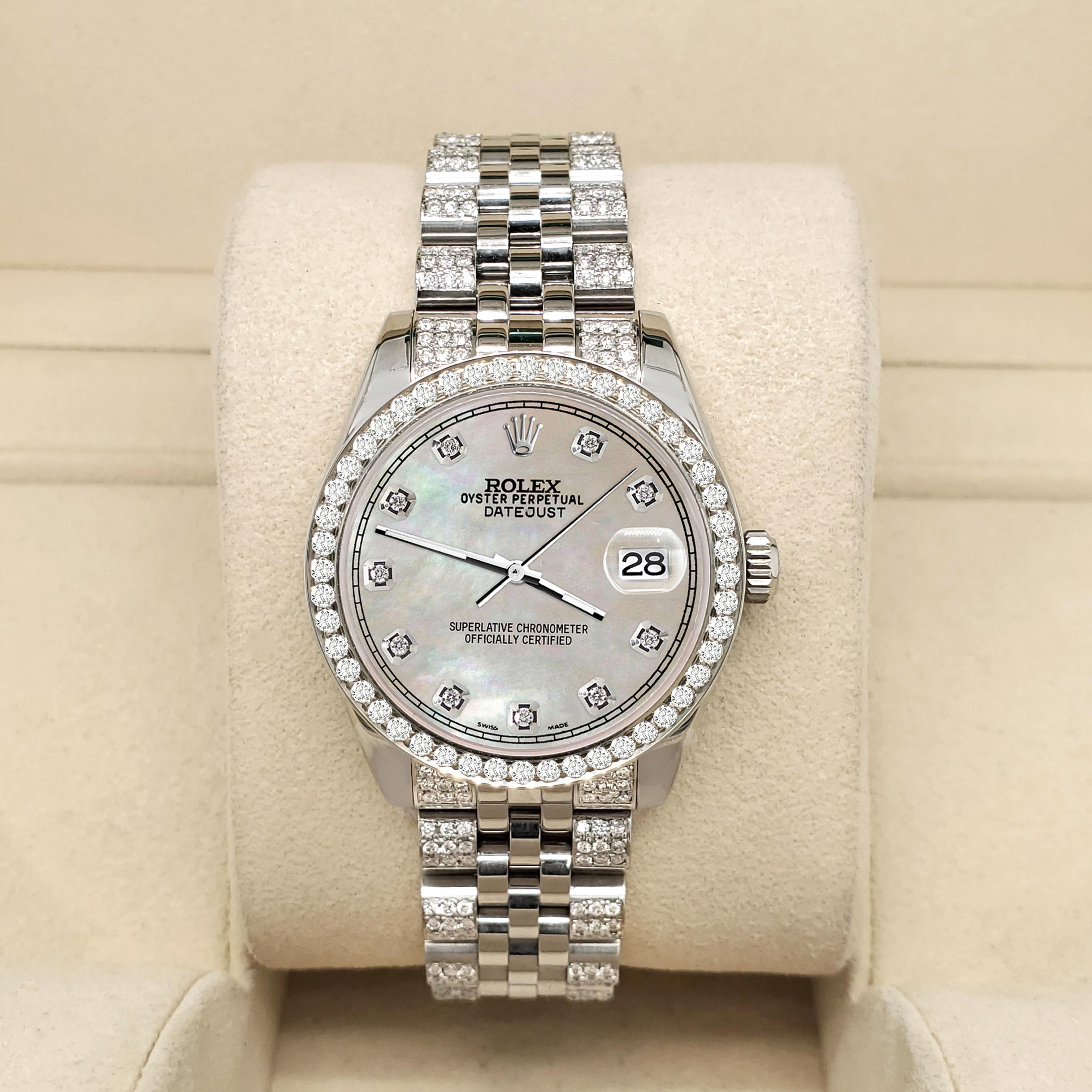 Rolex Datejust 3,30 Karat Diamant-Lünette/Armbanduhr/Armband/Champagne MOP Zifferblatt 178240 (Moderne) im Angebot