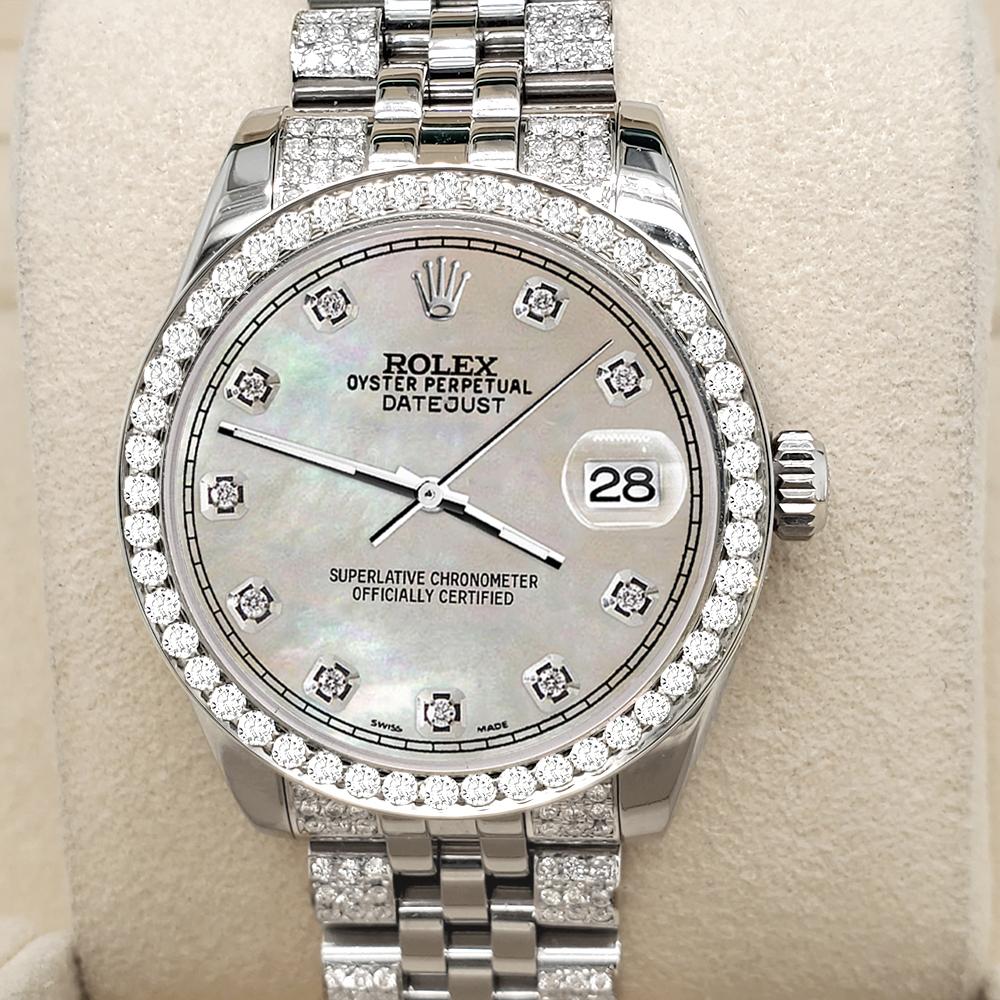 Rolex Datejust 3,30 Karat Diamant-Lünette/Armbanduhr/Armband/Champagne MOP Zifferblatt 178240 (Brillantschliff) im Angebot