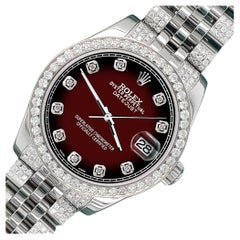 Rolex Datejust 3,30 Karat Diamant-Lünette/Armband/Maroon Vignette Uhr 178240