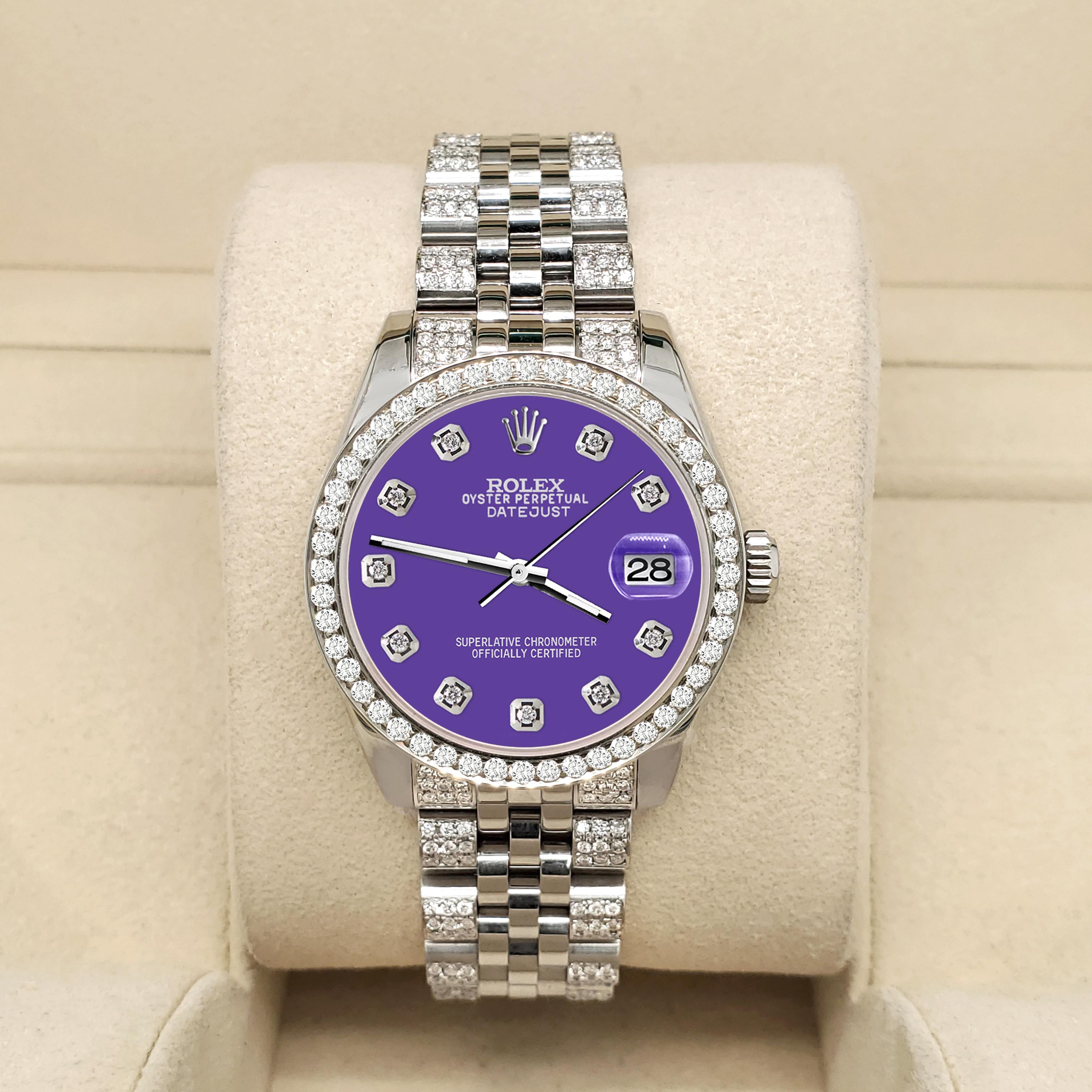 Rolex Datejust 3,30 Karat Diamant-Lünette/Armbanduhr/Armband/Pastel lila Zifferblatt 178240 (Moderne) im Angebot