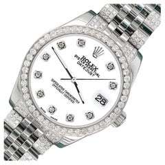 Rolex Datejust 3.30 Carat Diamond Bezel/Bracelet/White Diamond Dial Watch 178240