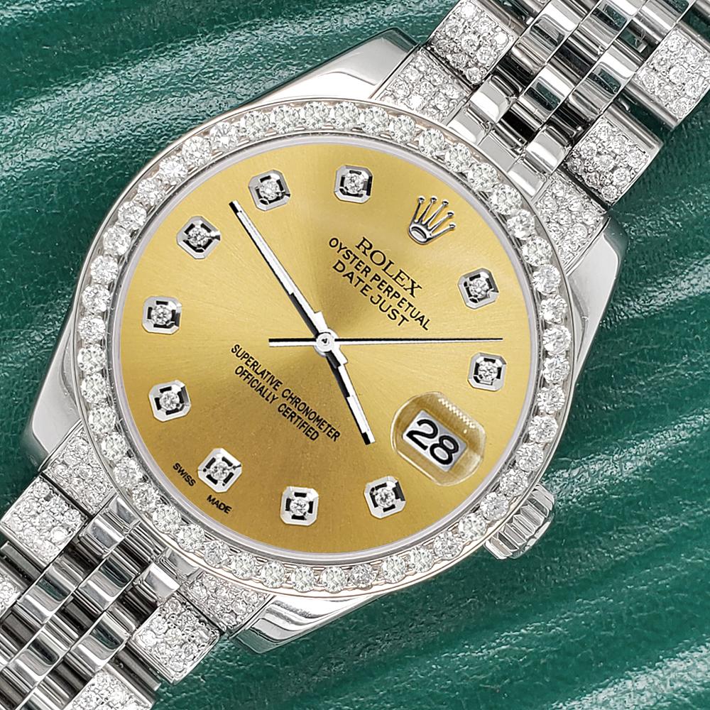 ElegantSwiss Watch Co freut sich, Ihnen diese Rolex Datejust Midsize 31mm 3.30ct Diamond Bezel/Bracelet/Champagne Diamond Dial Stainless Steel Jubilee Watch, Ref 178240 anzubieten.

Ausgezeichneter, tadelloser Zustand, keine Gebrauchsspuren,