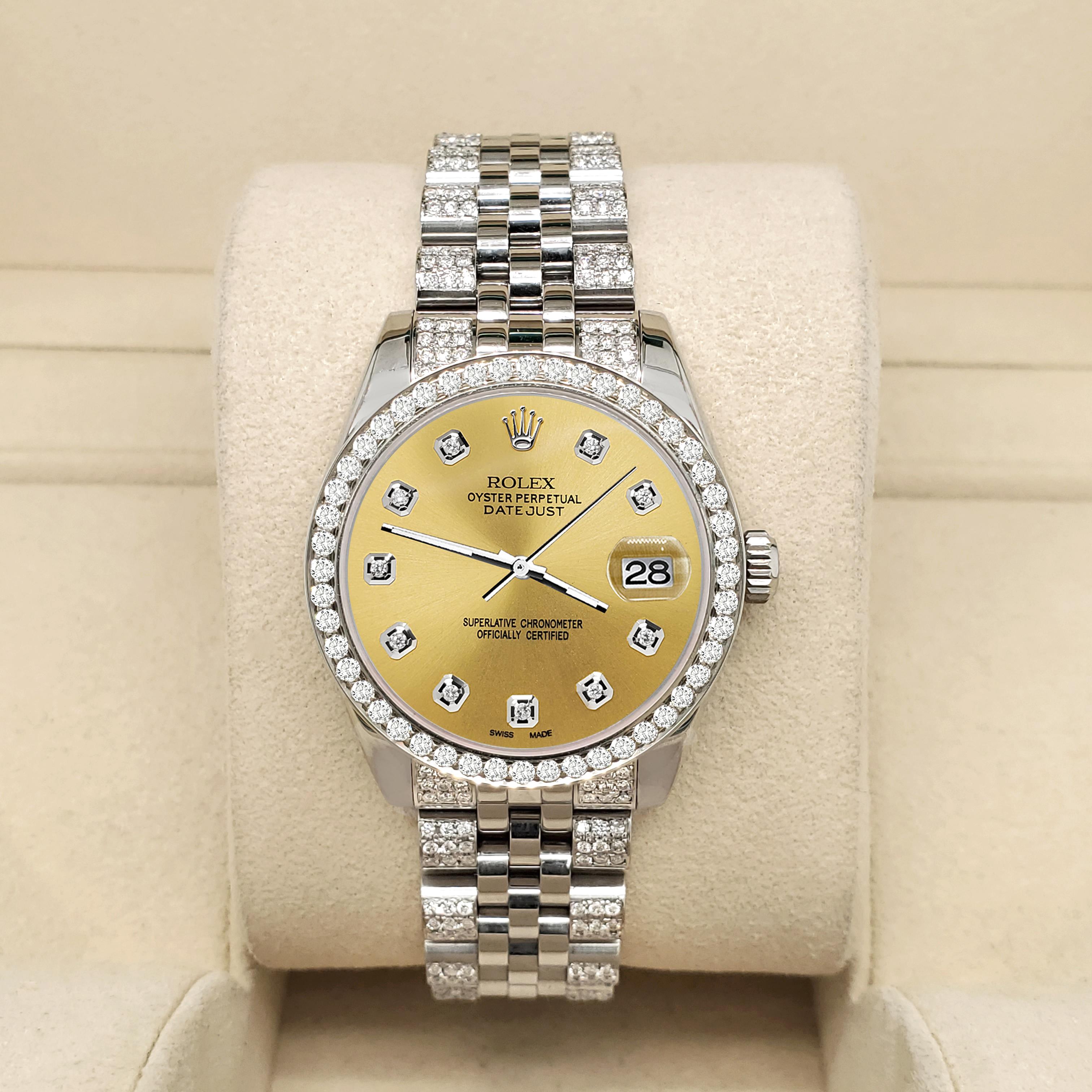 Rolex Datejust 3,30CT Diamant-Lünette/Armbanduhr/Armband/Champagne Diamant-Zifferblatt 178240 (Moderne) im Angebot
