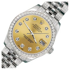 Rolex Datejust Orologio con lunetta e bracciale di diamanti da 3,30 carati e quadrante di diamanti champagne 178240