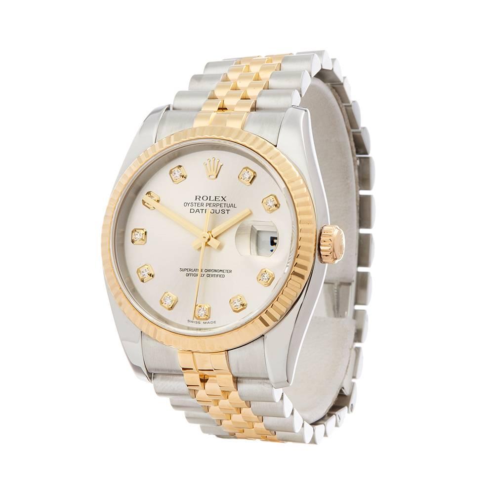 Ref: W5028
Manufacturer: Rolex
Model: Datejust
Model Ref: 116233
Age: 
Gender: Mens
Complete With: Xupes Presenation Pouch
Dial: Silver & Diamond Markers
Glass: Sapphire Crystal
Movement: Automatic
Water Resistance: To Manufacturers