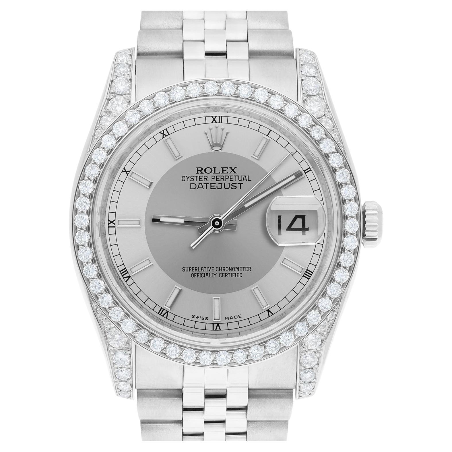 Rolex Datejust 36 116234 Diamond Unisex Watch Silver Tuxedo Dial Jubilee Band For Sale