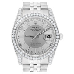 Rolex Datejust 36 116234 Diamant Unisex-Uhr Silber Smoking-Zifferblatt Jubiläumsband
