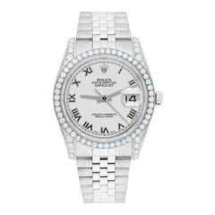 Rolex Datejust 36 116234 Diamond Unisex Watch White Roman Dial Jubilee Band